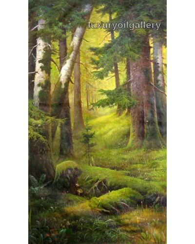 ציור שמן בתוך היער הירוק